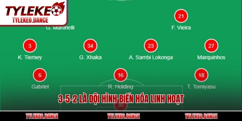 3-5-2 là đội hình biến hóa linh hoạt